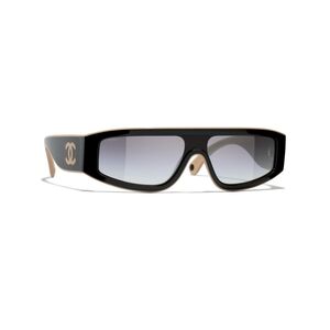Chanel 6057 Shield Sunglasses 2024 Nylon Black & Beige
